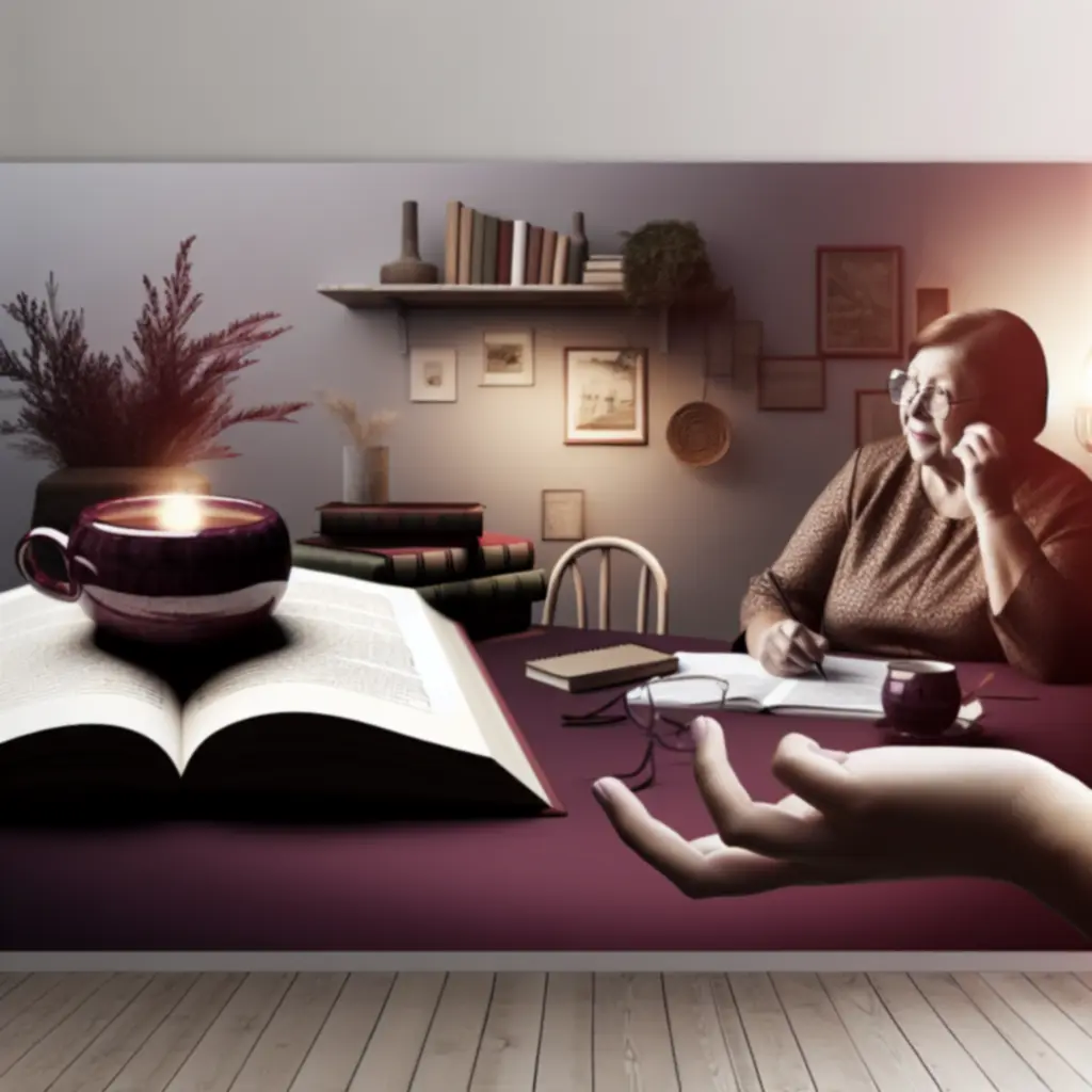 Biurko z książkami, notatnikiem i okularami przygotowane do wywiadu z autorem