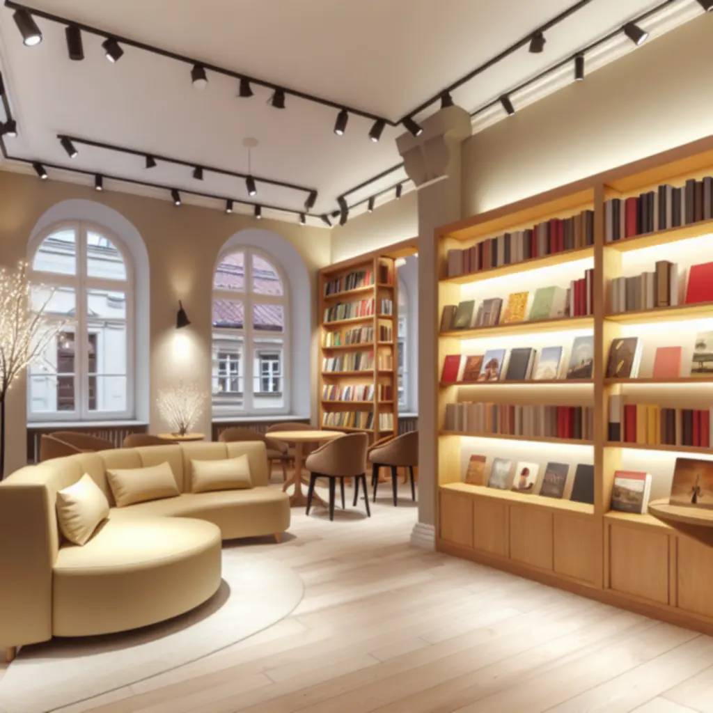 Przytulny kącik czytelniczy z książkami i lampką w ciepłym świetle