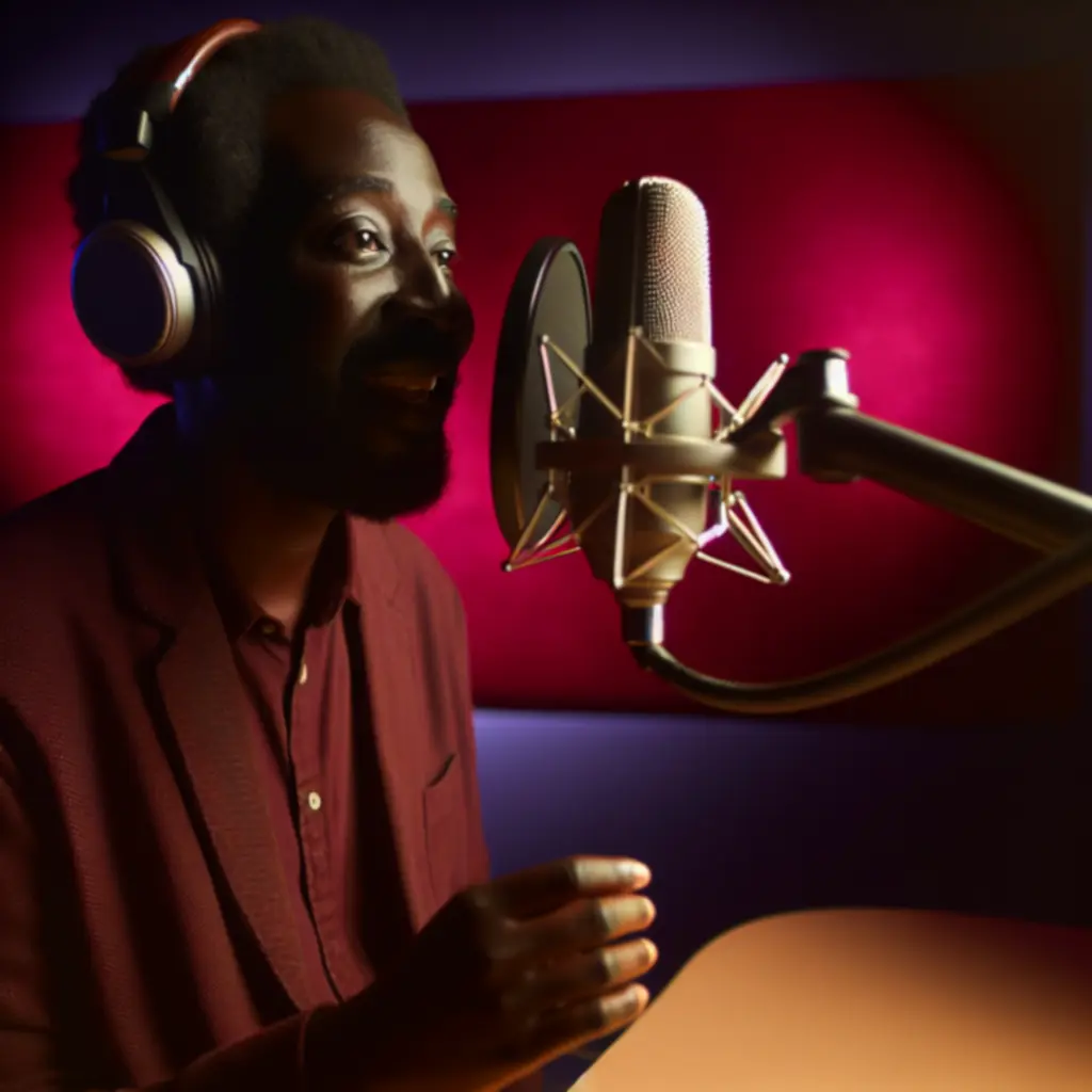 Mikrofon studyjny symbolizujący lektora audiobooka