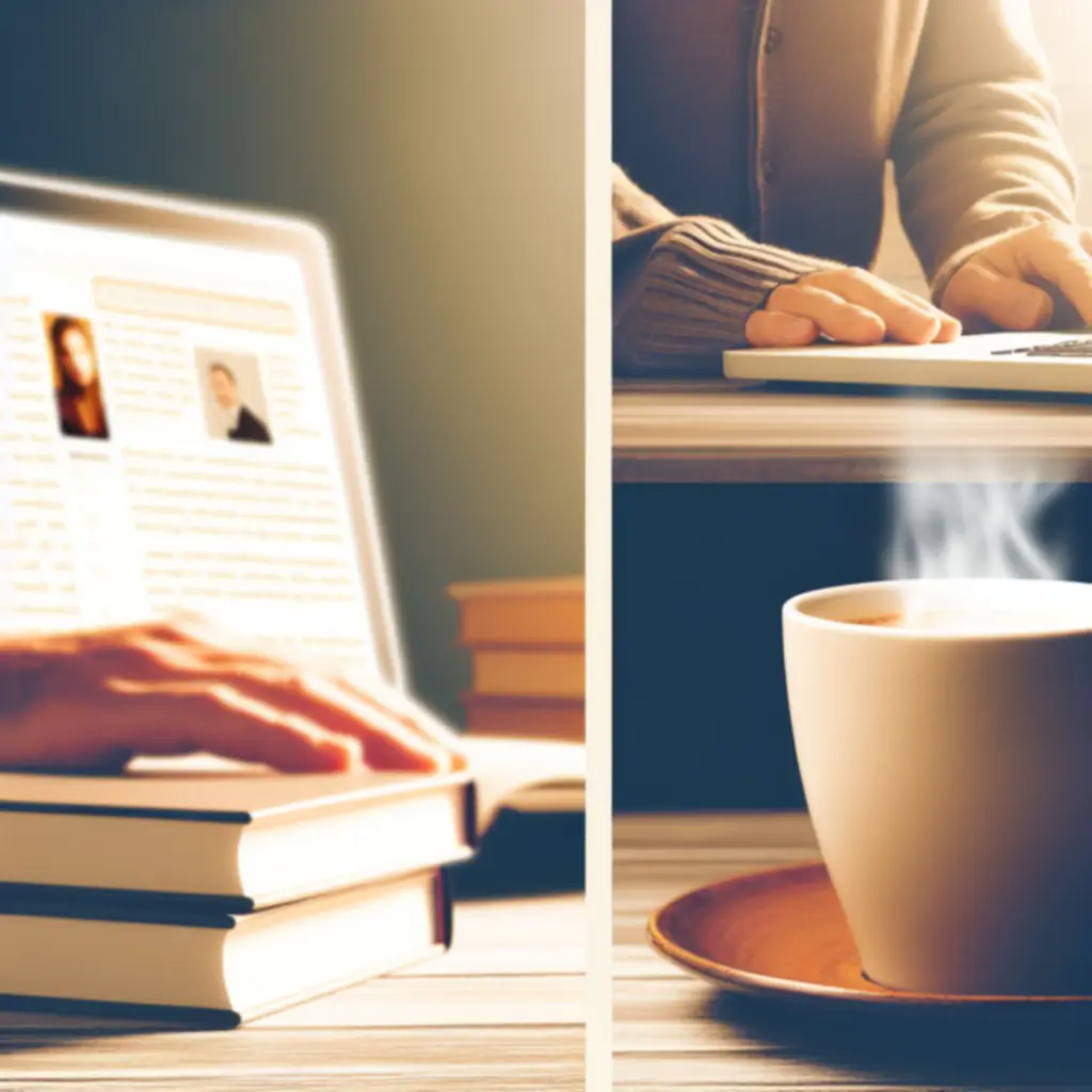 Ręka dokonująca zakupu książki online na laptopie w miękkim świetle.